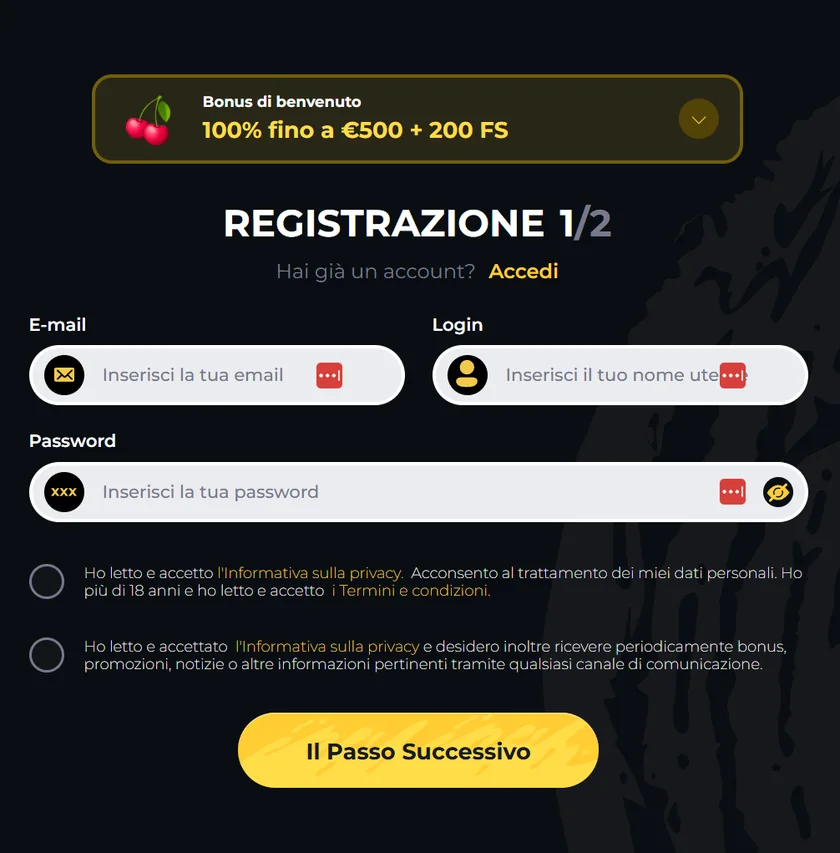 Registrazione Boomerang Casino